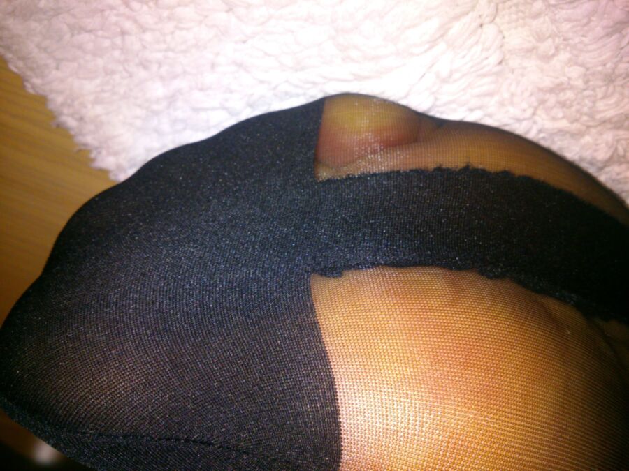 Free porn pics of Male feet in black nylons 2 of 5 pics