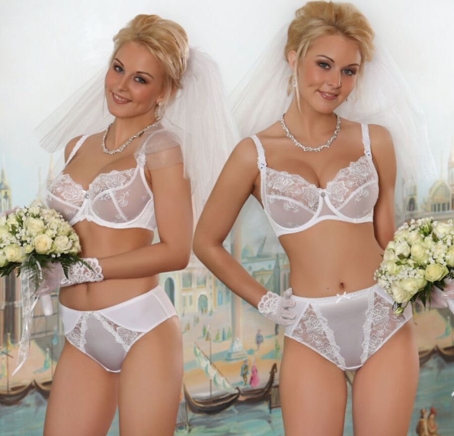 Russian blonde and busty bride model in delicate lingerie 6 of 36 pics