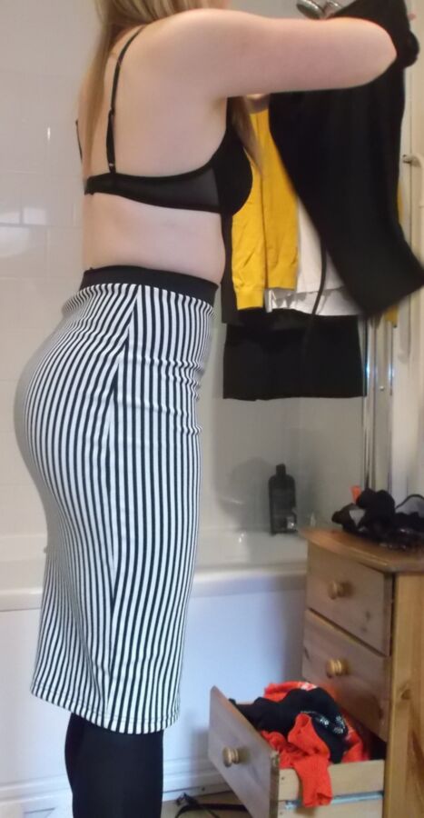 GF dressing in slutty pencil skirt for office - PLS COMMENT 15 of 23 pics