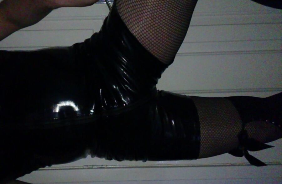 Young CD/TV wearing PVC Bodysuit, Fishnets & Knee Stockings 24 of 102 pics