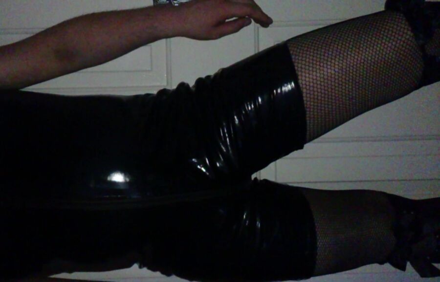 Young CD/TV wearing PVC Bodysuit, Fishnets & Knee Stockings 15 of 102 pics